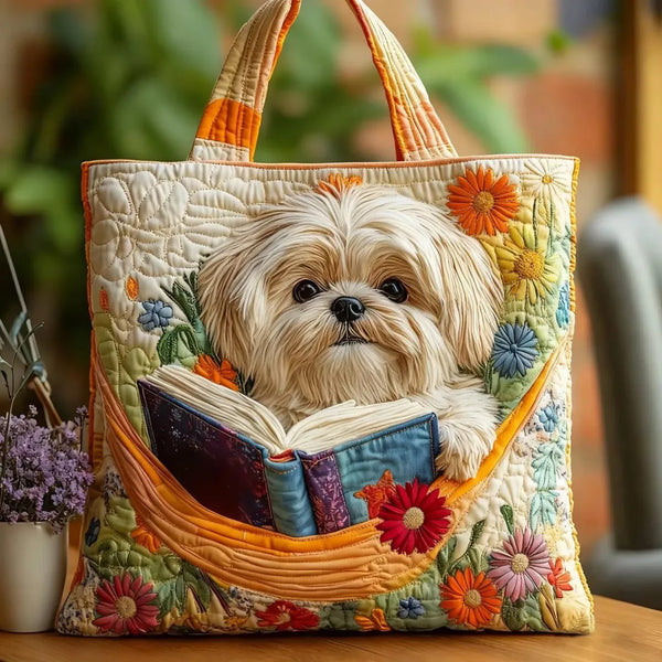 Handmade Bag | Shih Tzu with Books