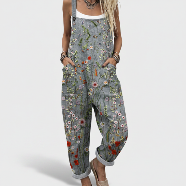 Hazel | Printed Wide-Leg Overalls