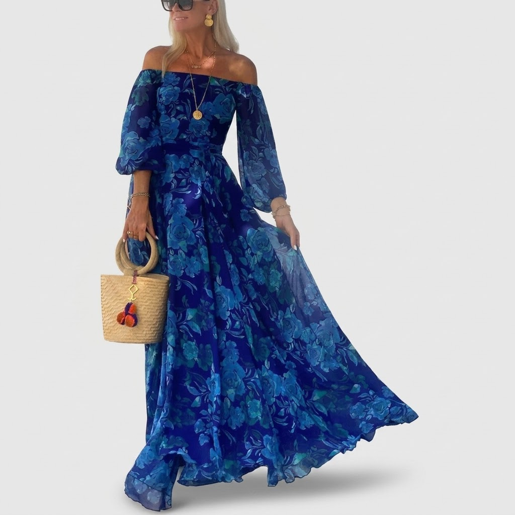 Béatrice | Off-Shoulder Floral Gown