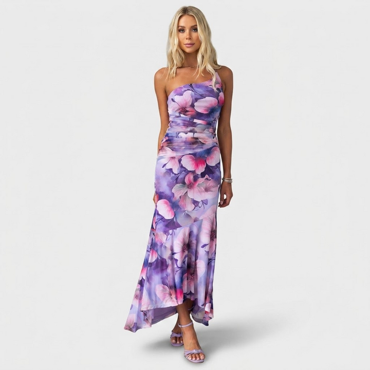 Blanche | Pleated Shoulder Gown