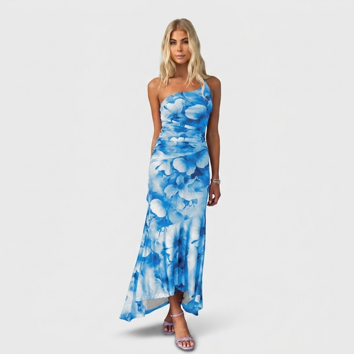 Blanche | Pleated Shoulder Gown