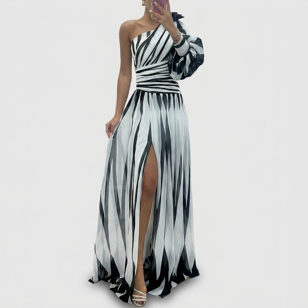 Shiloh | One-Shoulder Striped Maxi
