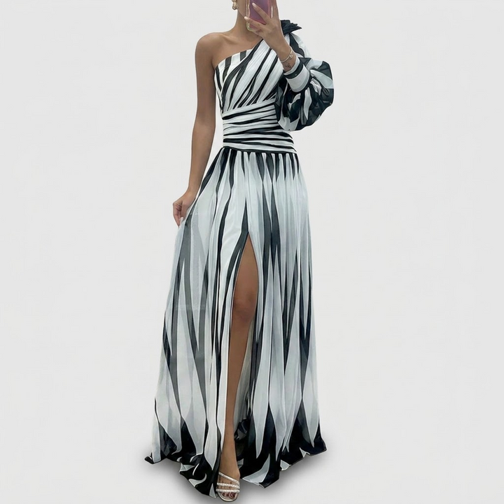 Shiloh | One-Shoulder Striped Maxi