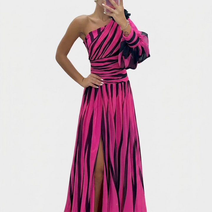 Shiloh | One-Shoulder Striped Maxi